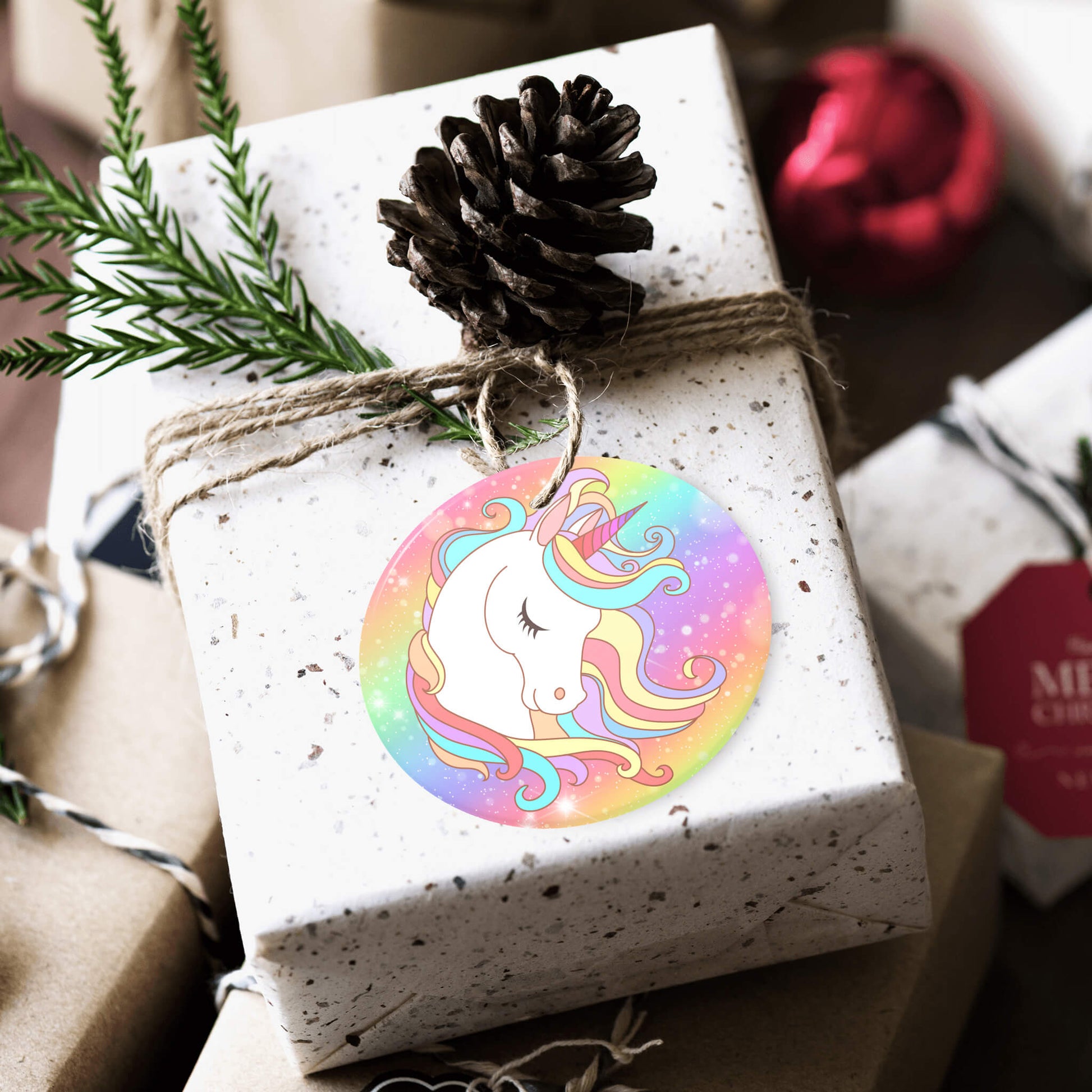 Christmas Unicorn Rainbow Ornaments Gifts