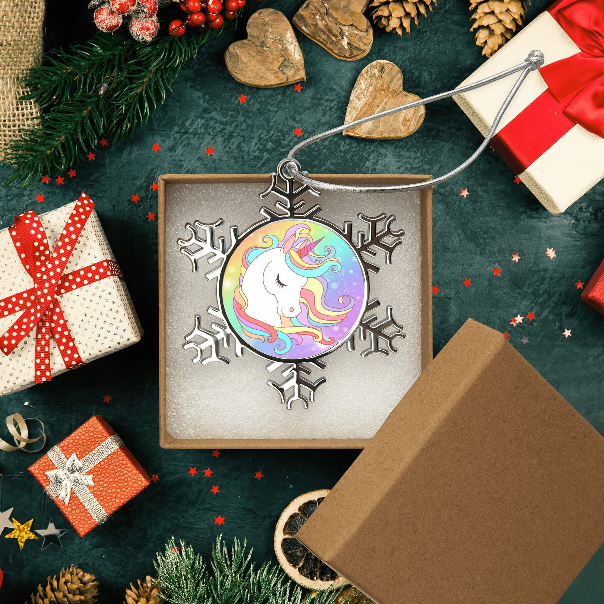 Custom Christmas Snowflake Unicorn Ornament