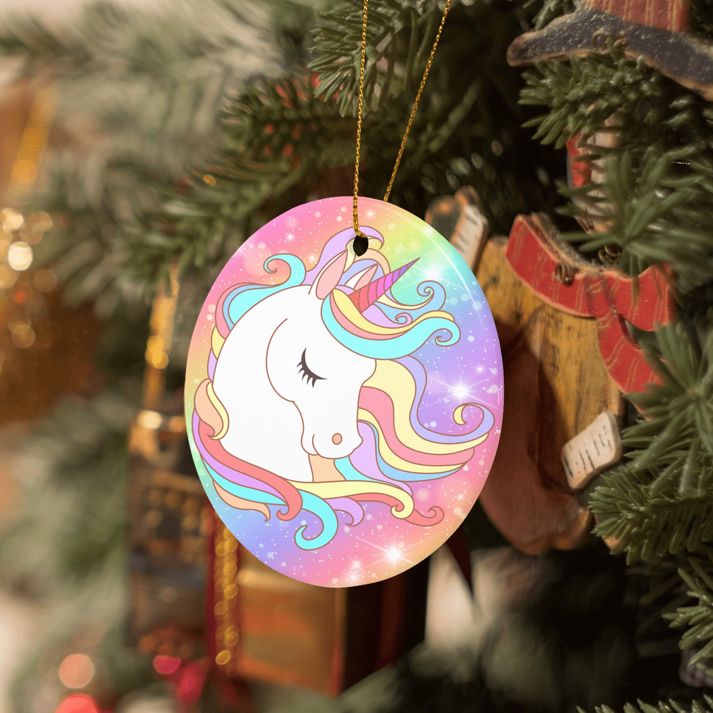 Christmas Unicorn Rainbow Ornaments Gifts