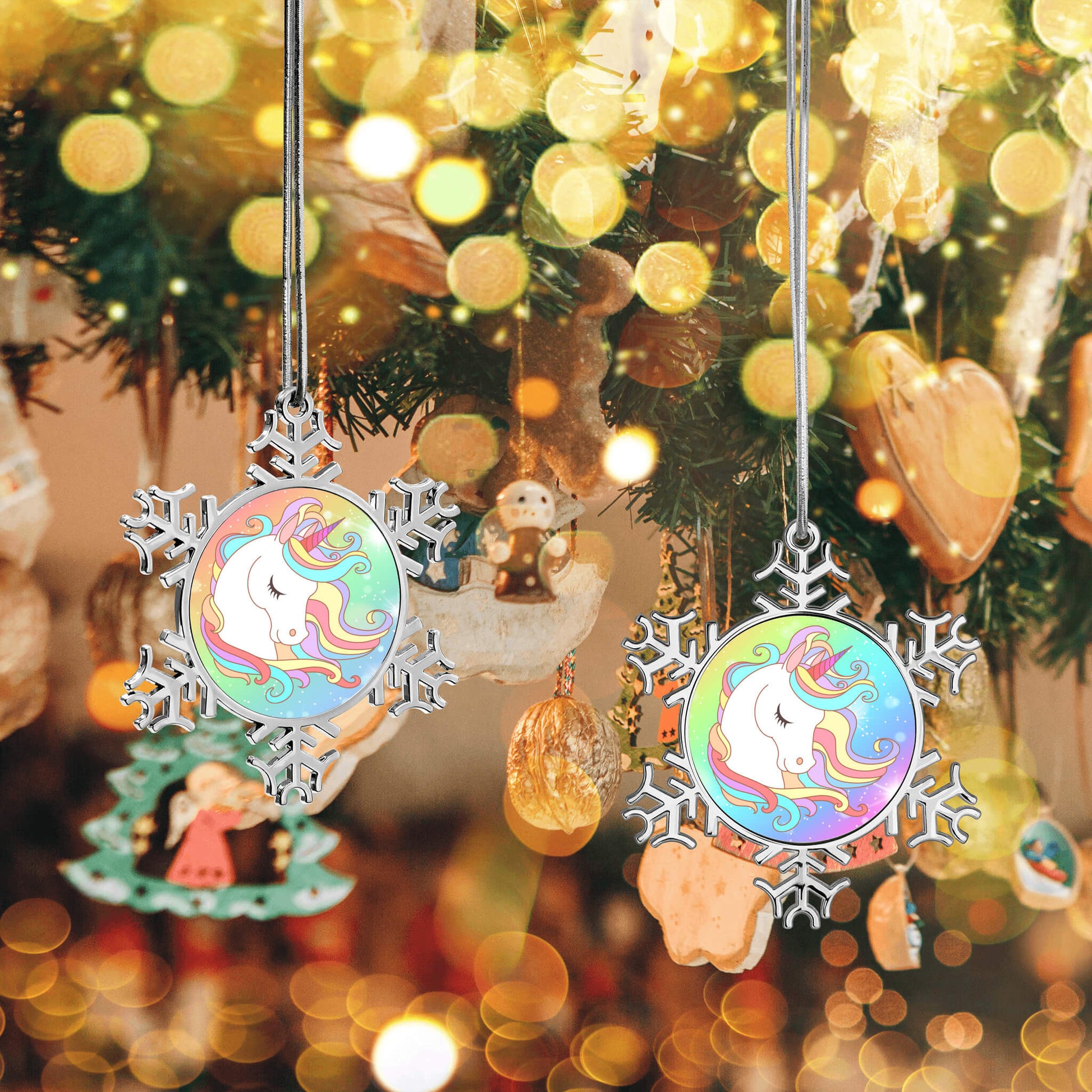 Custom Christmas Snowflake Unicorn Ornament