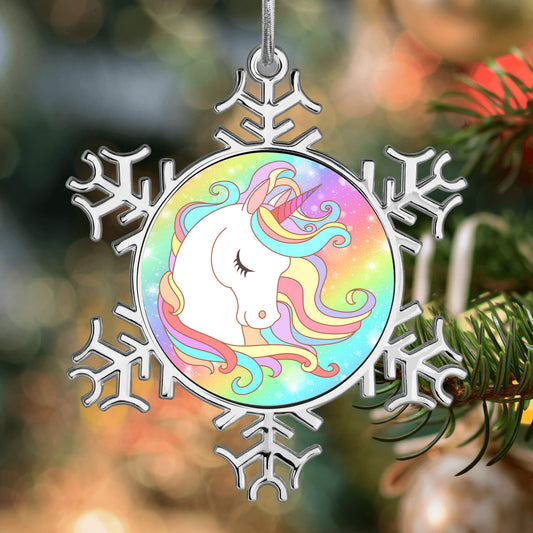 Custom Christmas Snowflake Unicorn Ornament