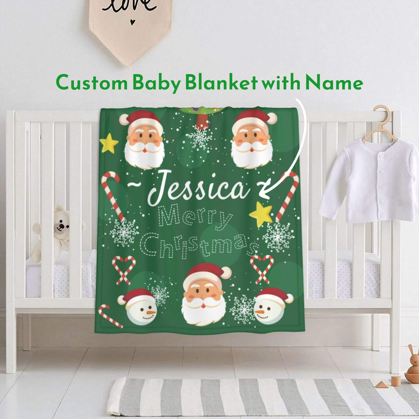 Custom Chirstmas Baby Blanket Gift