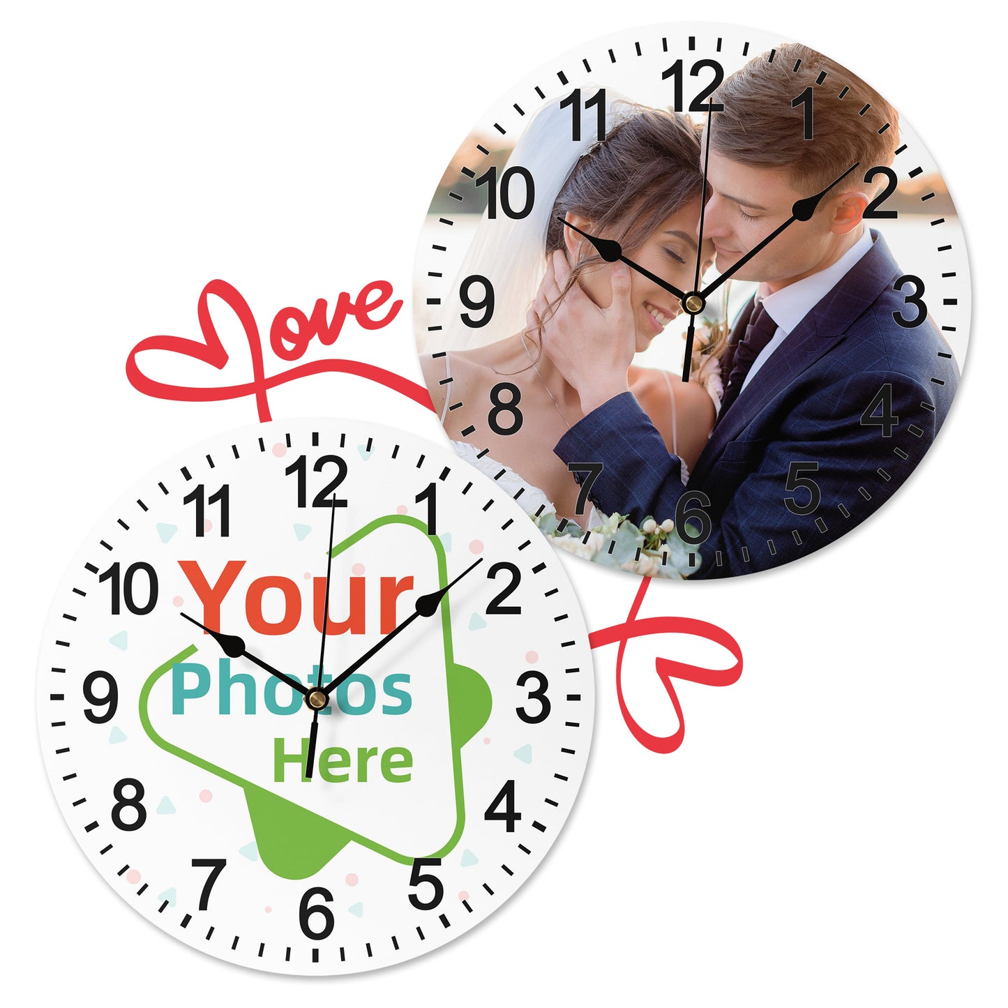 Personalized wall clock gift with image / text, Custom memorable clocks for him her kids family on special days