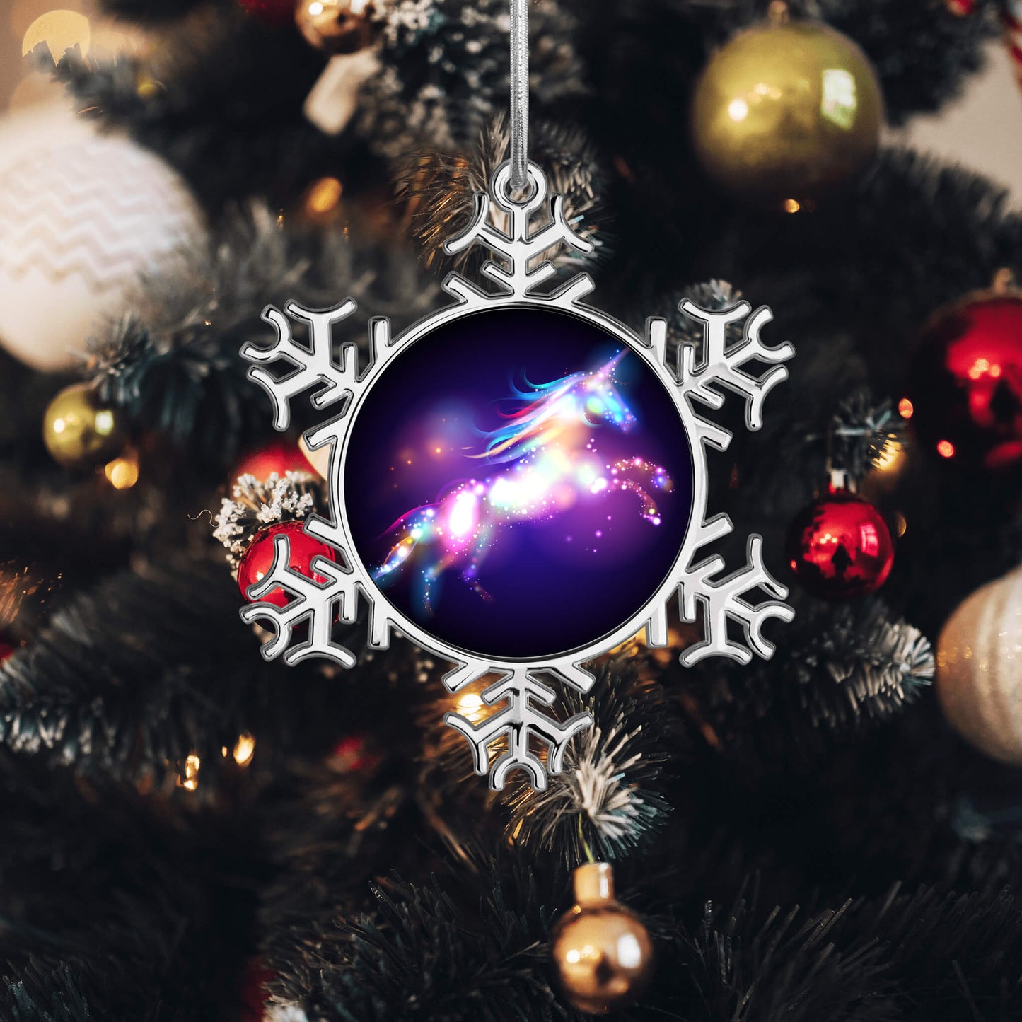 Personalized Christmas Snowflake Unicorn Ornaments