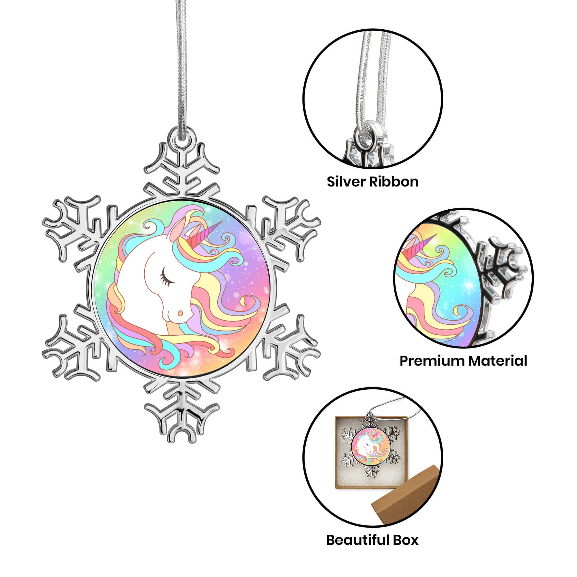 Custom Christmas Snowflake Unicorn Ornament