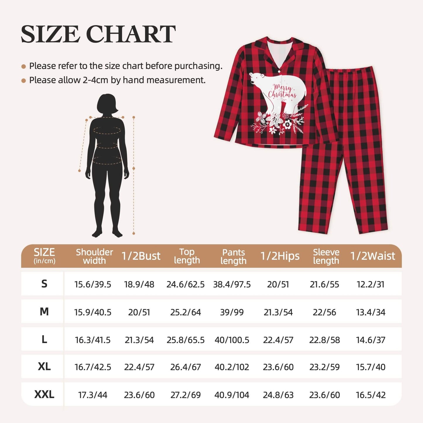 Christmas Pajamas Sets Women Red Black Plaid