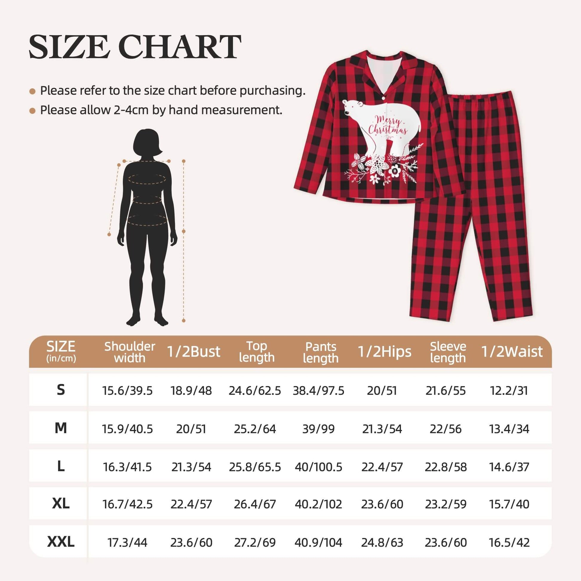 Christmas Pajamas Sets Women Red Black Plaid
