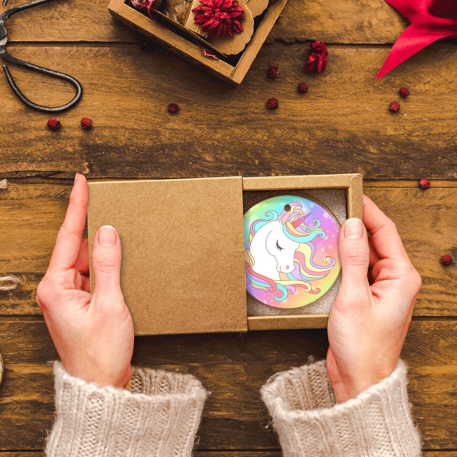 Christmas Unicorn Rainbow Ornaments Gifts