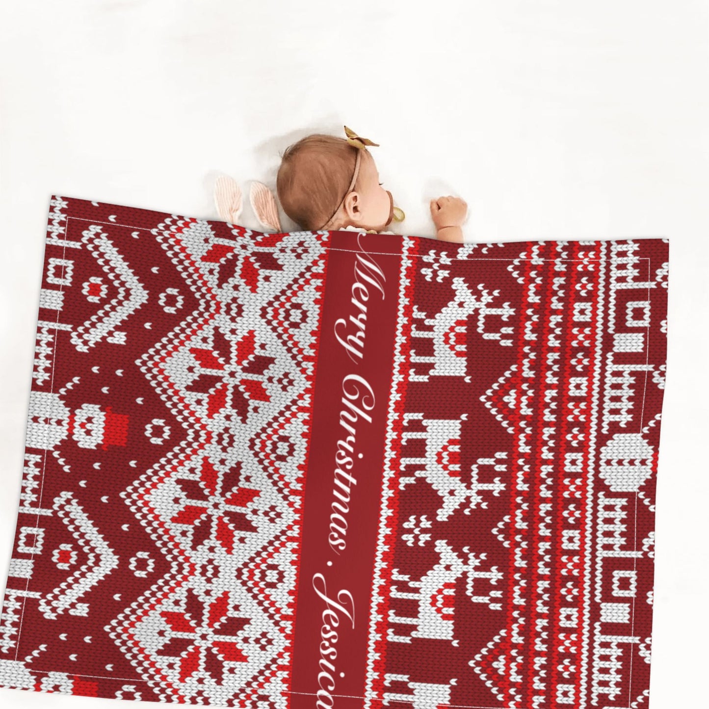 Custom Christmas Deer Baby Blanket
