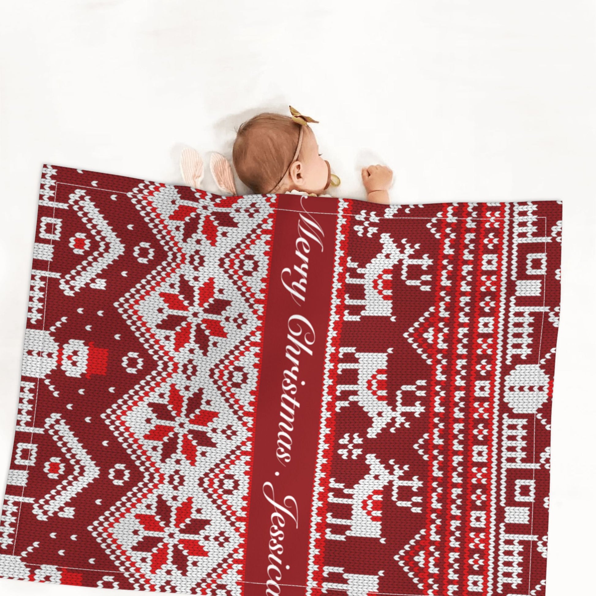 Custom Christmas Deer Baby Blanket
