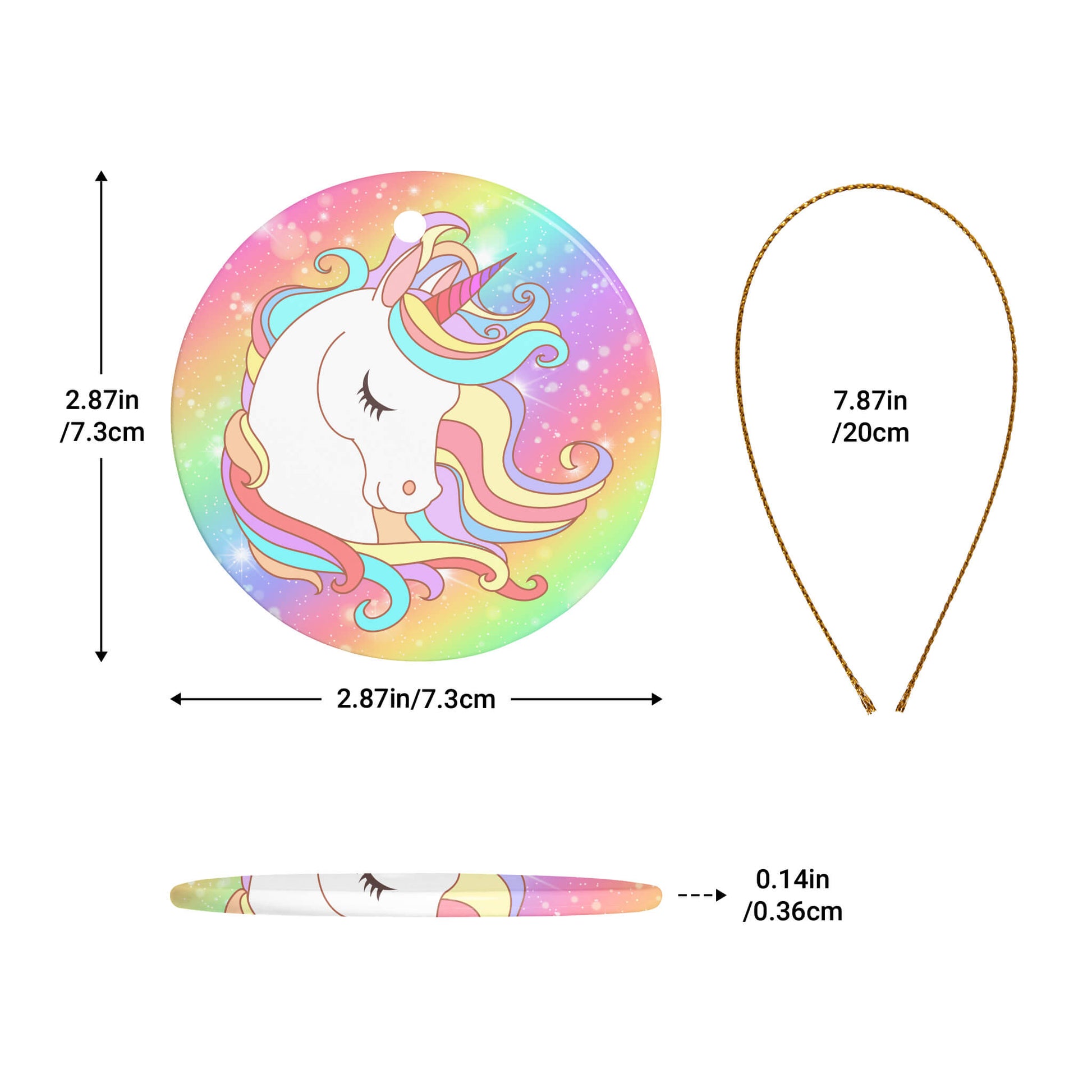 Christmas Unicorn Rainbow Ornaments Gifts