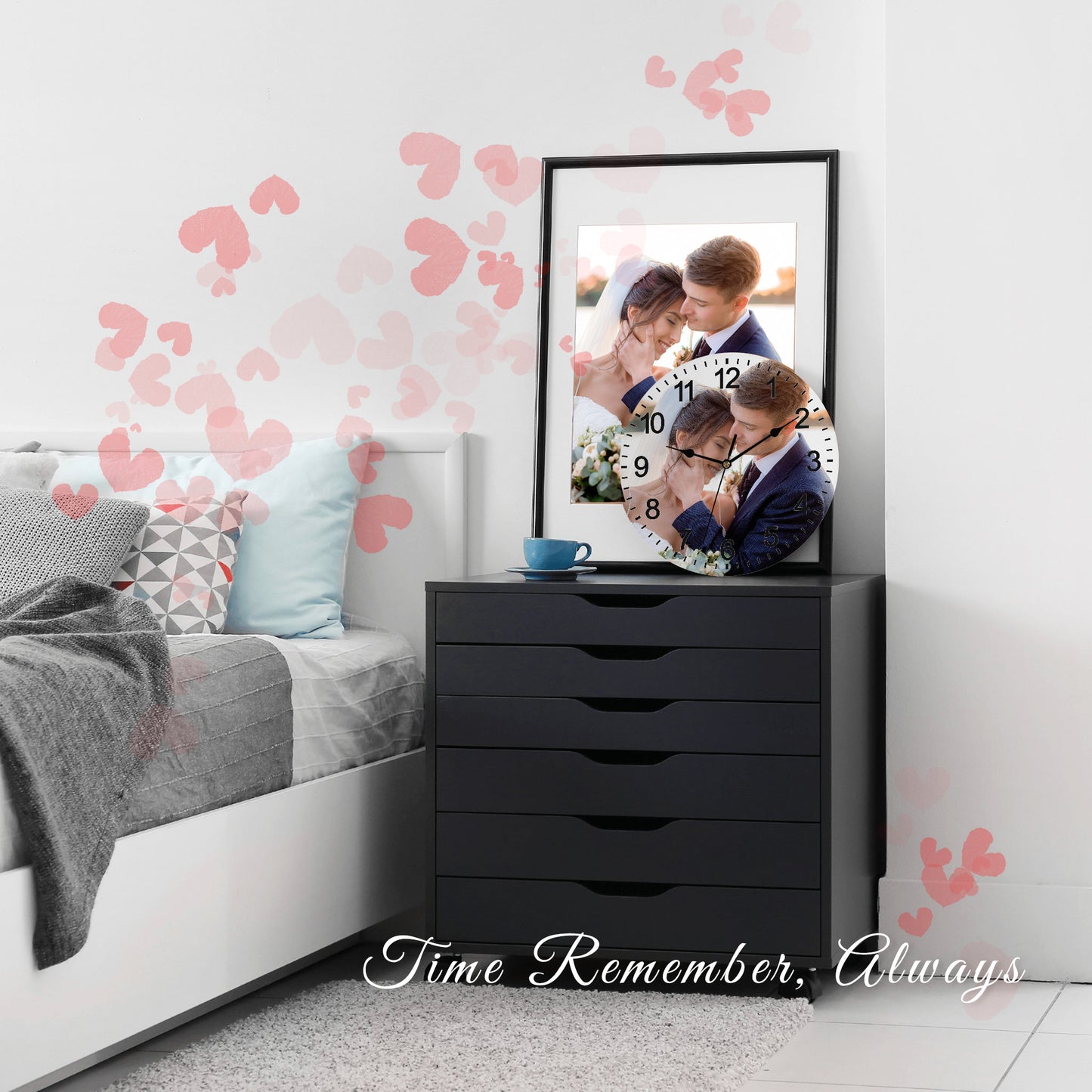 Personalized wall clock gift with image / text, Custom memorable clocks for him her kids family on special days