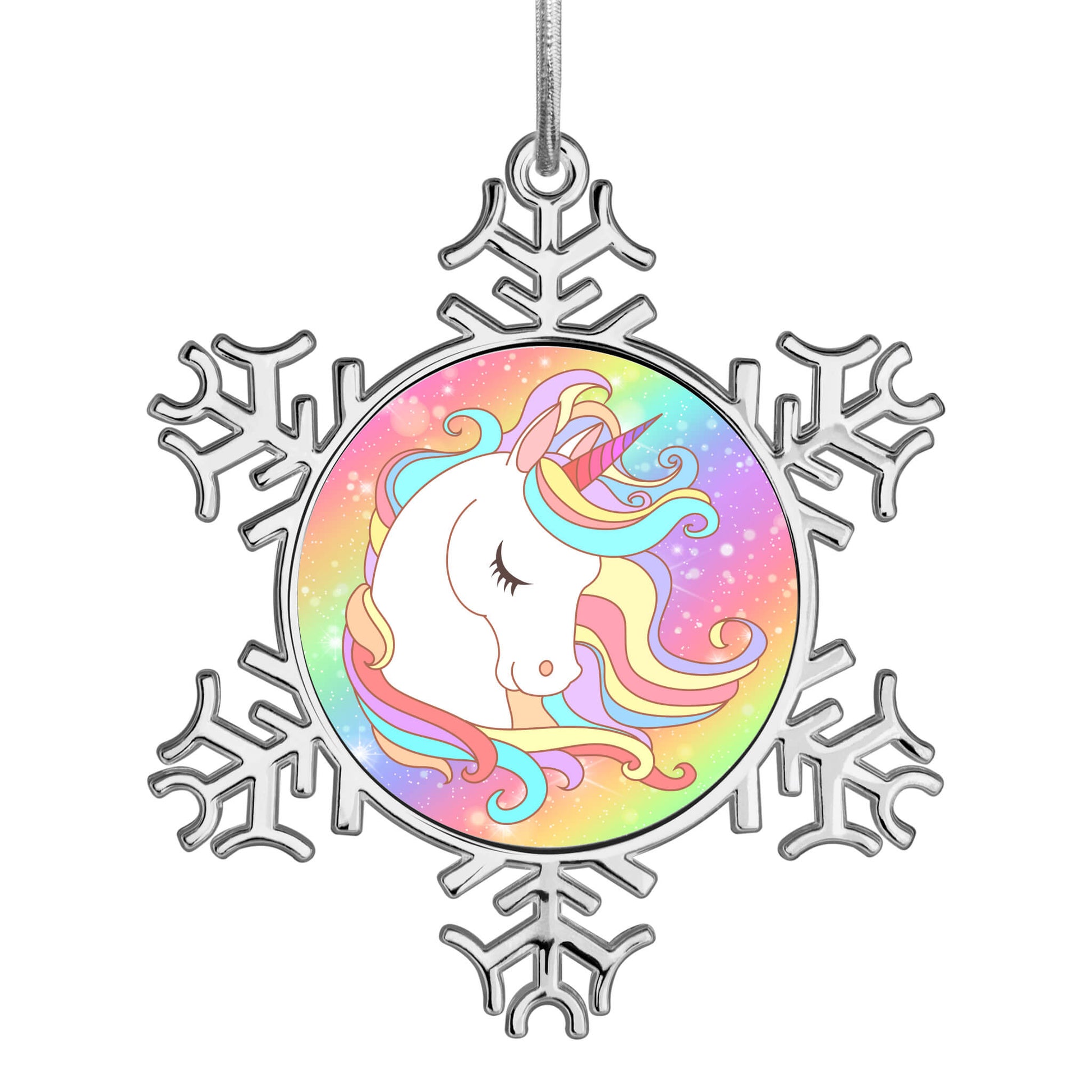 Custom Christmas Snowflake Unicorn Ornament