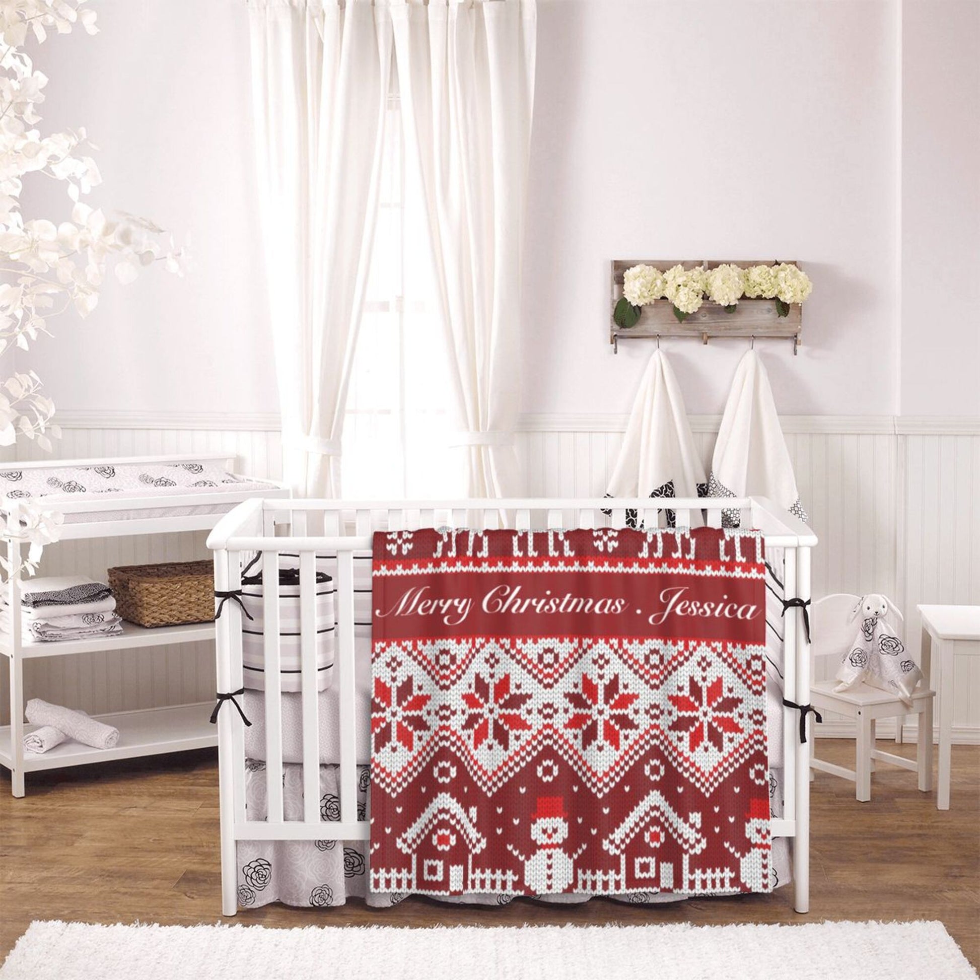 Custom Christmas Deer Baby Blanket