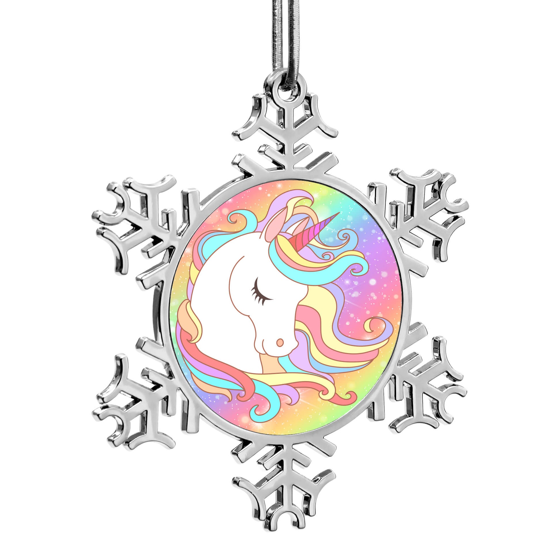 Custom Christmas Snowflake Unicorn Ornament