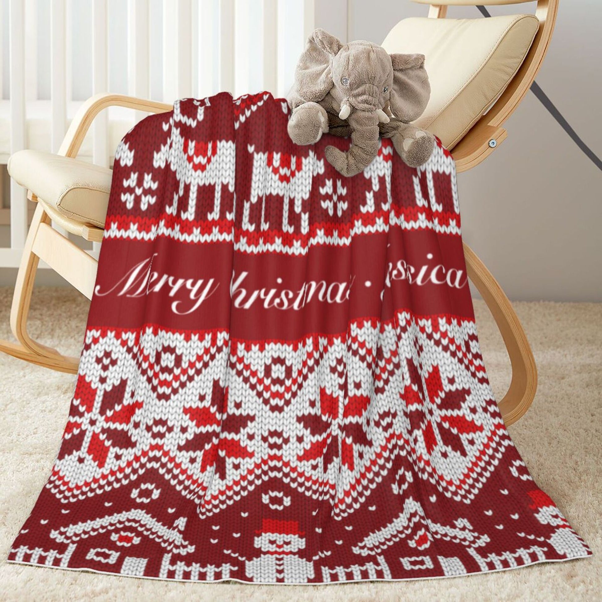 Custom Christmas Deer Baby Blanket