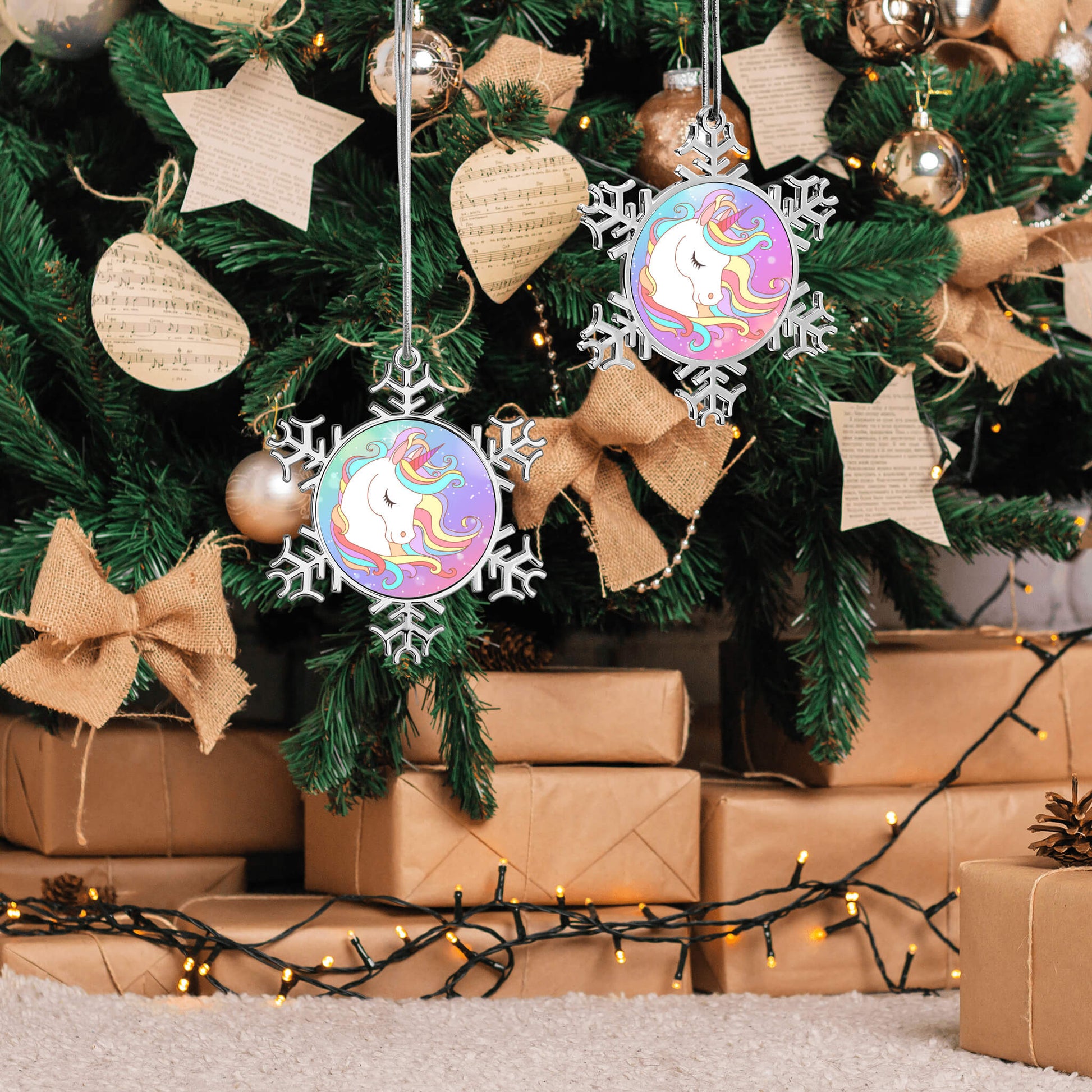 Custom Christmas Snowflake Unicorn Ornament