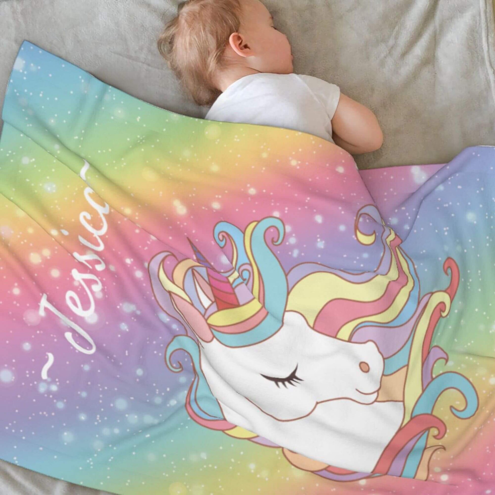 Personalized Baby Unicorn Blanket with Name