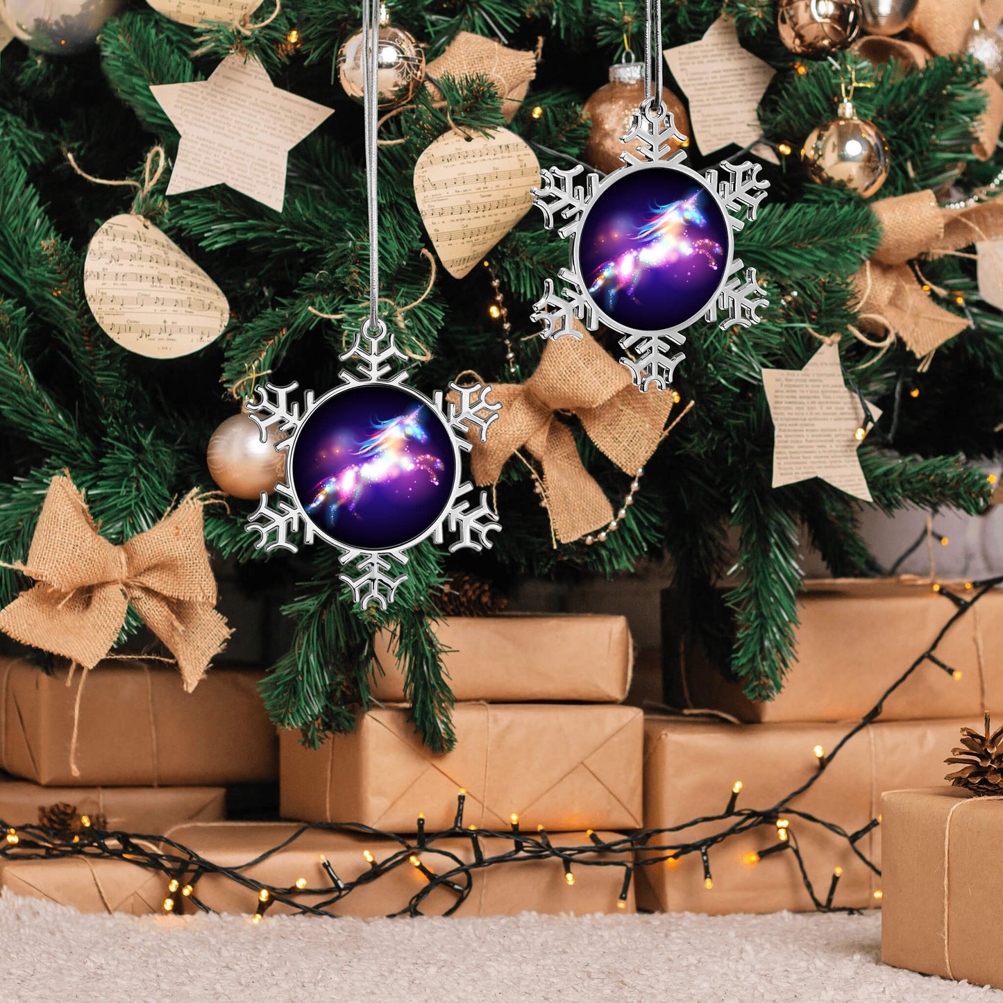 Personalized Christmas Snowflake Unicorn Ornaments