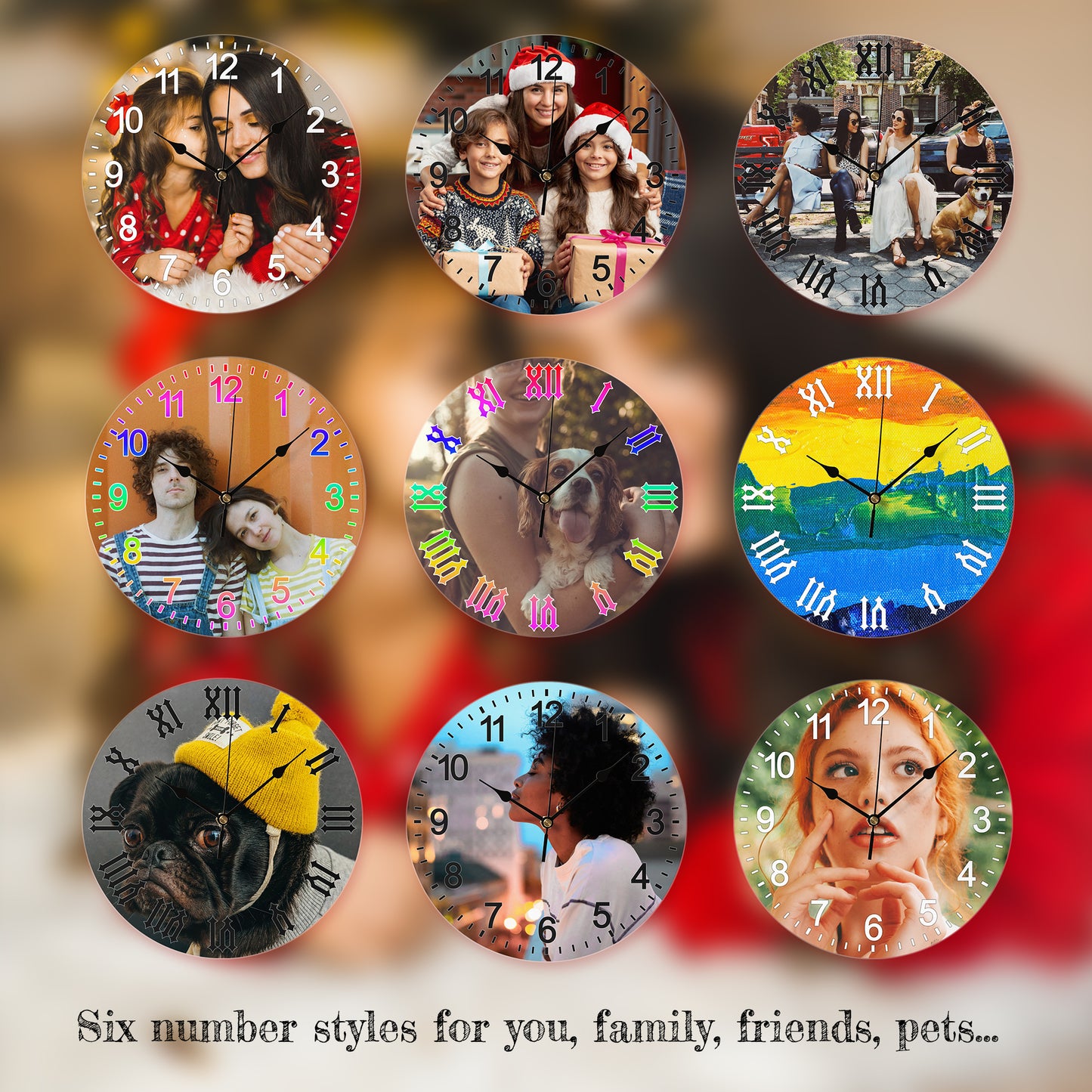 Personalized wall clock gift with image / text, Custom memorable clocks for him her kids family on special days