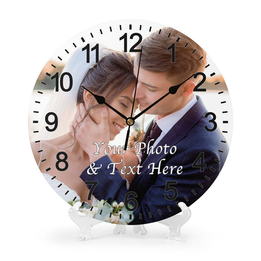 Personalized wall clock gift with image / text, Custom memorable clocks for him her kids family on special days