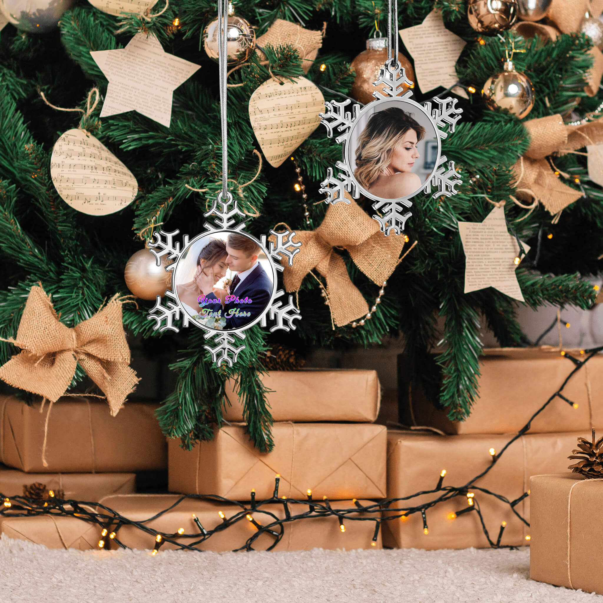 Custom Christmas Snowflake Ornaments with Photo