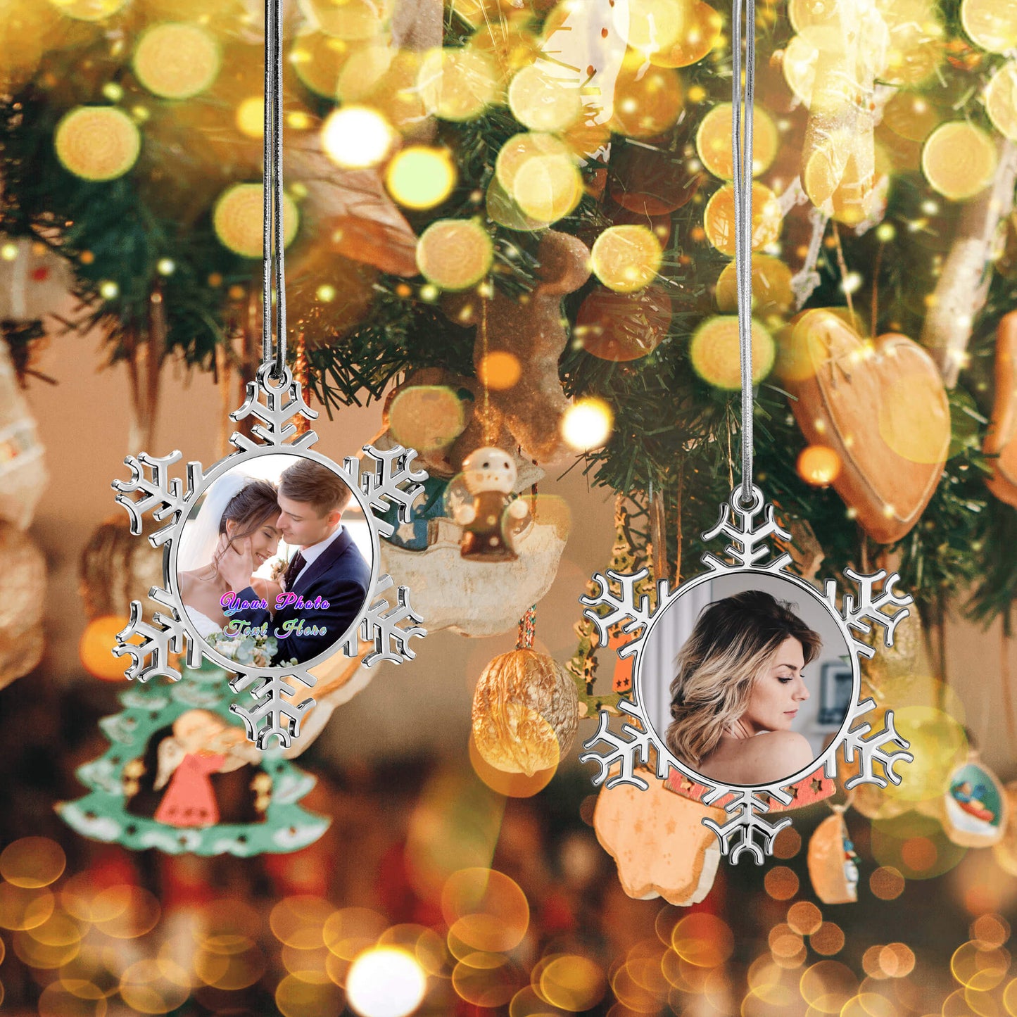 Custom Christmas Snowflake Ornaments with Photo