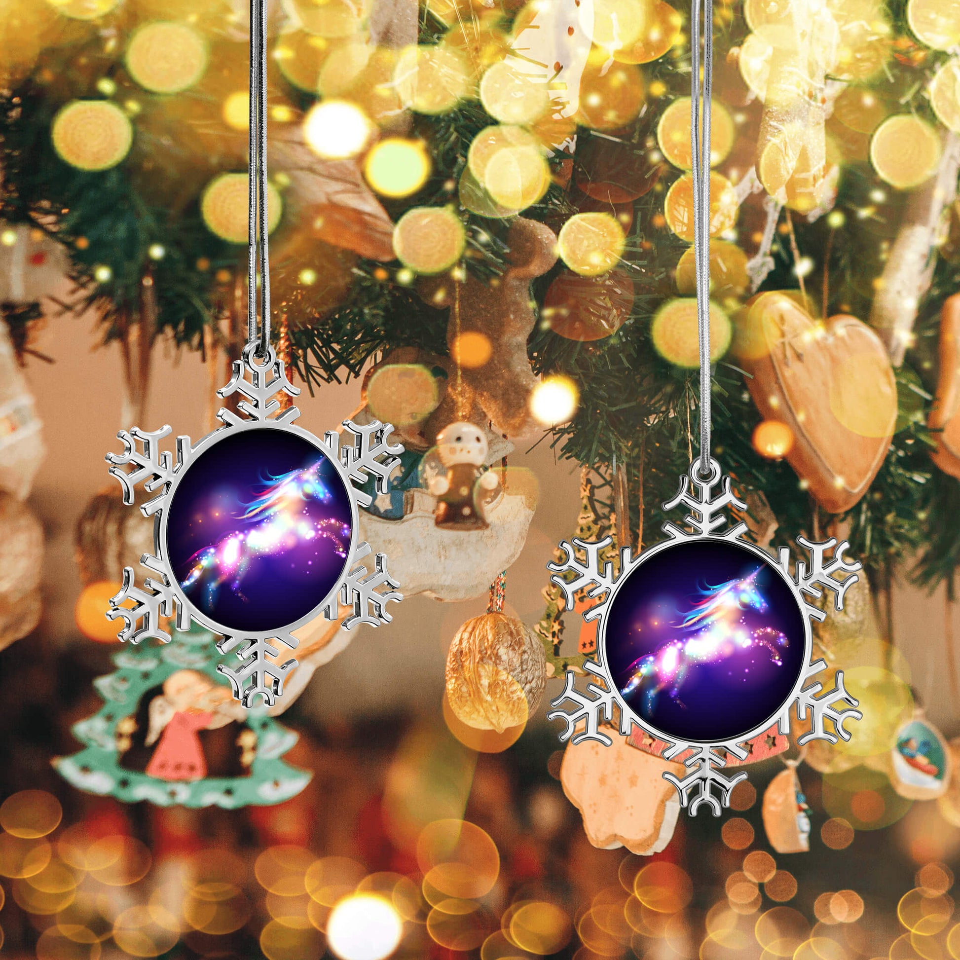 Personalized Christmas Snowflake Unicorn Ornaments