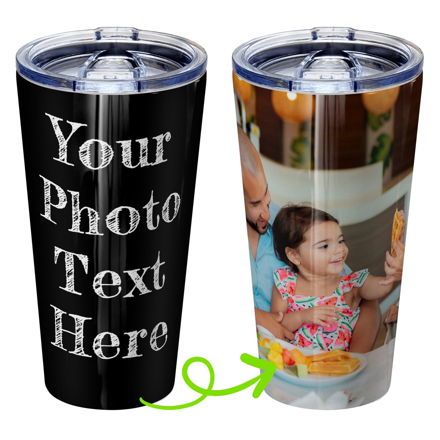 Personalized tumbler with pictures photo logo name text for men women dad mom