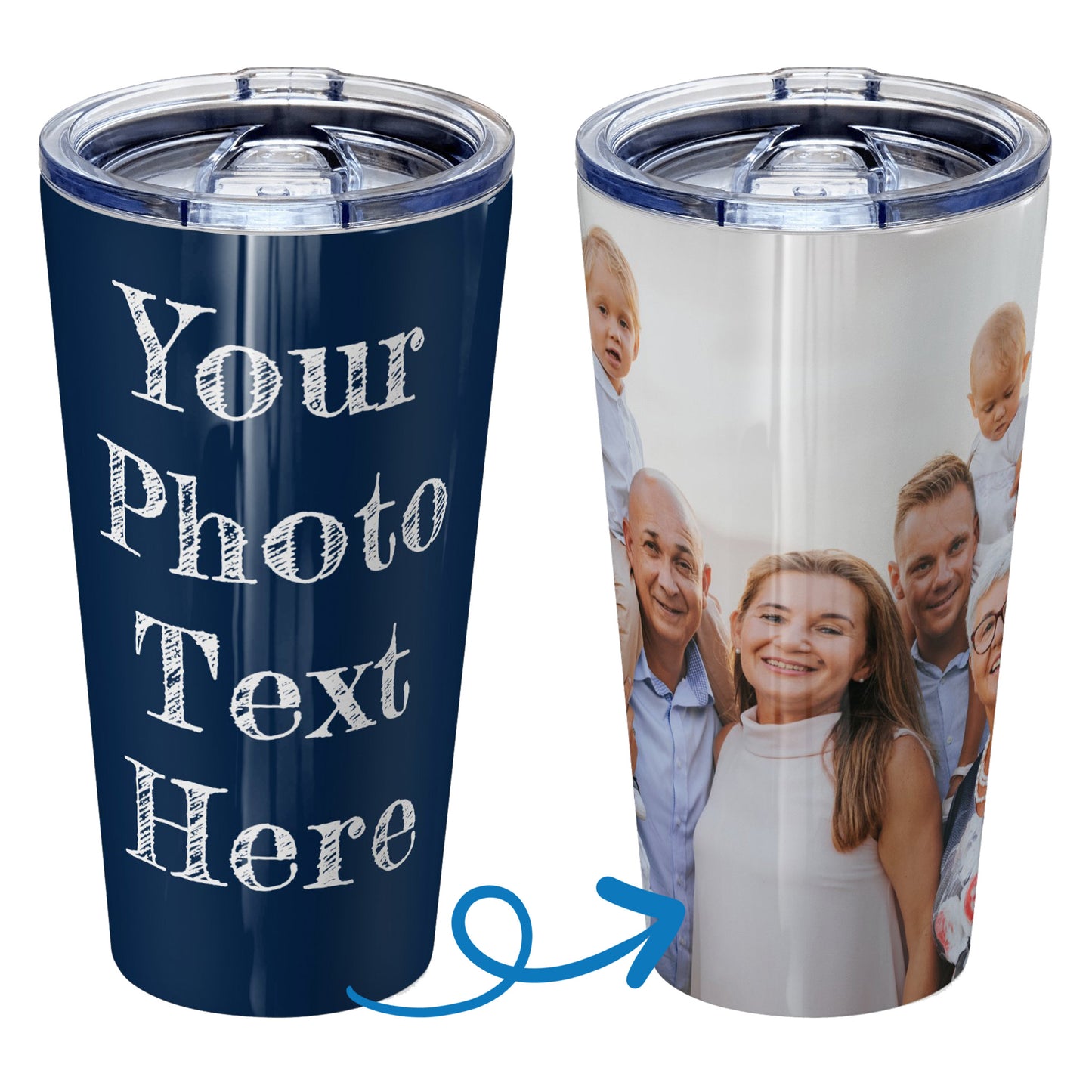 Personalized tumbler with pictures photo logo name text for men women dad mom