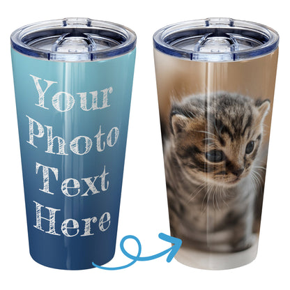 Personalized tumbler with pictures photo logo name text for men women dad mom