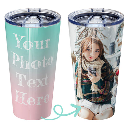 Personalized tumbler with pictures photo logo name text for men women dad mom