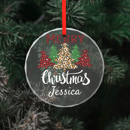 Christmas Tree Glass Ornaments with Name