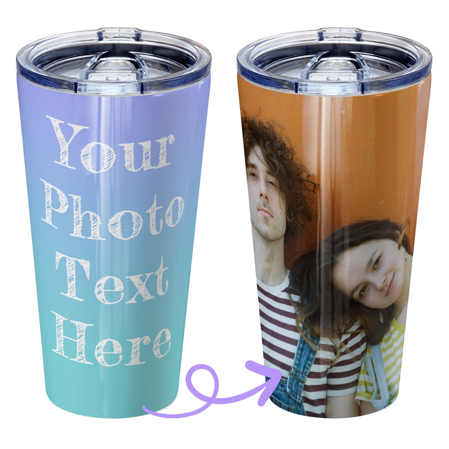 Personalized tumbler with pictures photo logo name text for men women dad mom