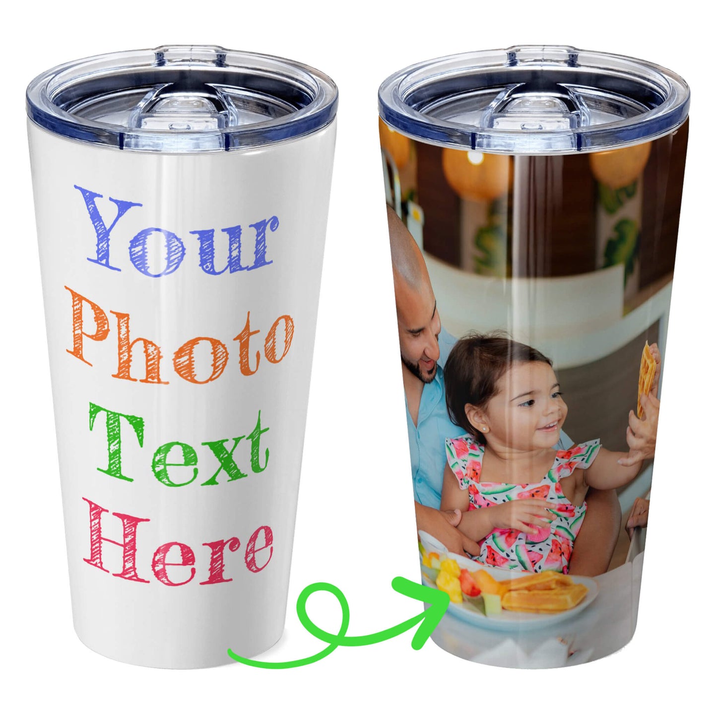 Personalized tumbler with pictures photo logo name text for men women dad mom