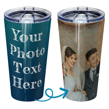 Personalized tumbler with pictures photo logo name text for men women dad mom