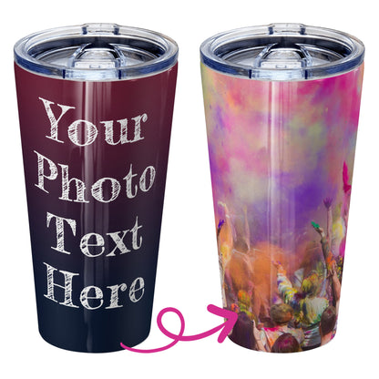 Personalized tumbler with pictures photo logo name text for men women dad mom