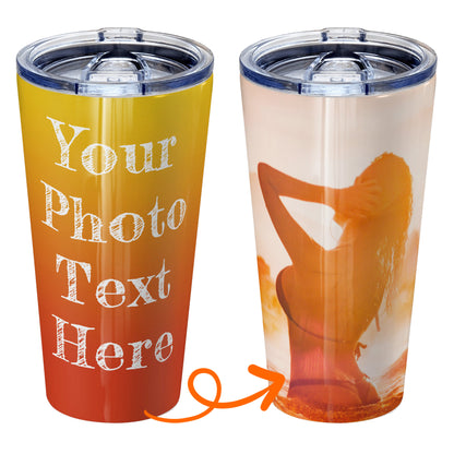 Personalized tumbler with pictures photo logo name text for men women dad mom