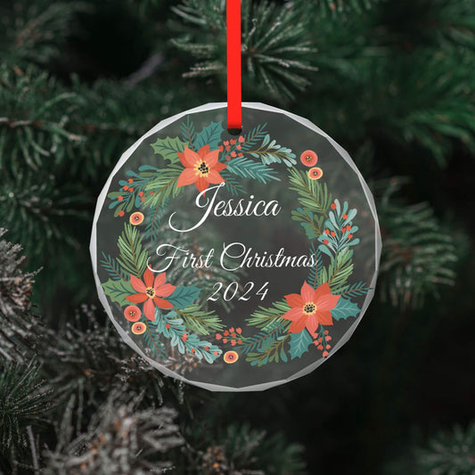 Custom First Christmas Glass Ornaments