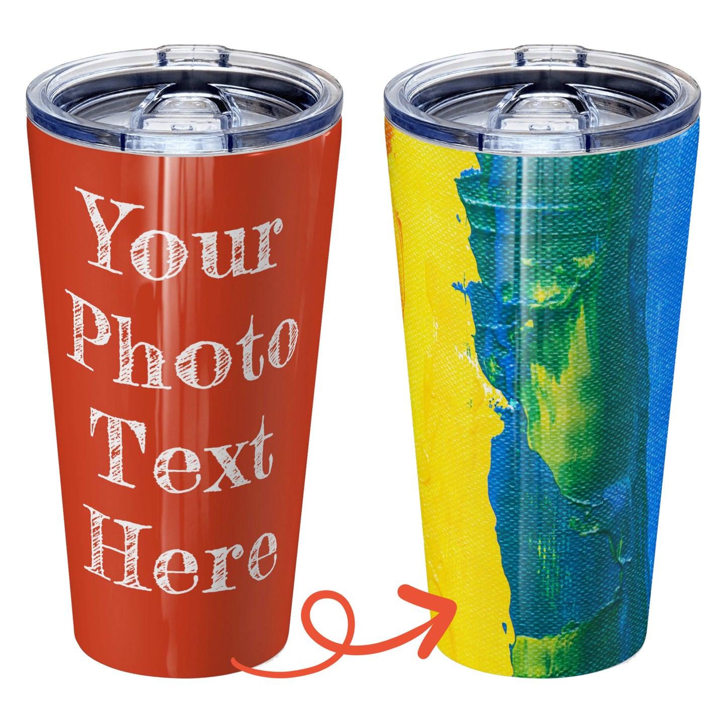 Personalized tumbler with pictures photo logo name text for men women dad mom