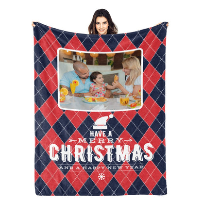 Personalized Christmas Grid Blanket with Photo