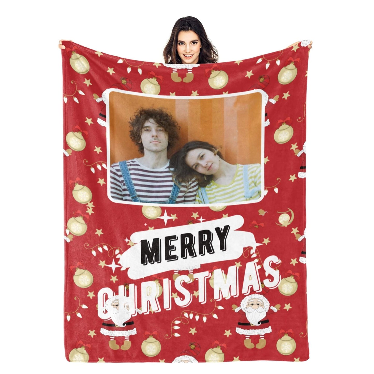 Personalized Christmas Santa Blanket with Photo