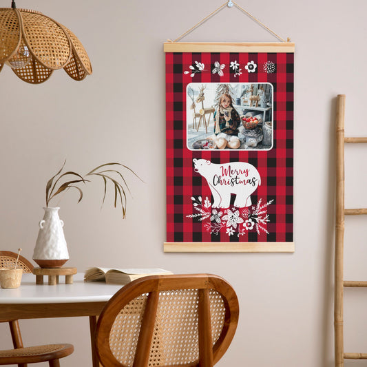 Personalized Christmas Bear Wooden Poster