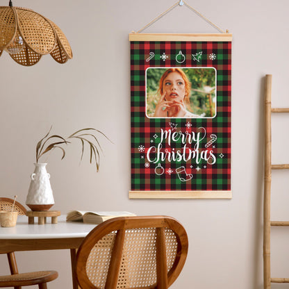 Personalized Christmas Wooden Poster Plaid