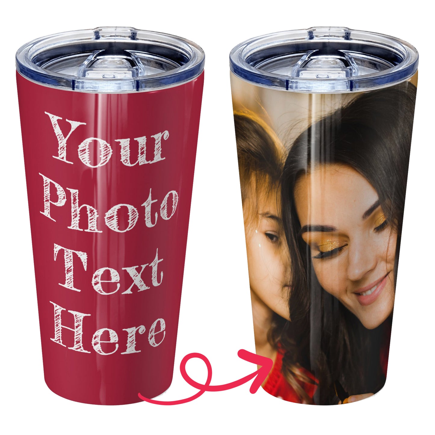 Personalized tumbler with pictures photo logo name text for men women dad mom