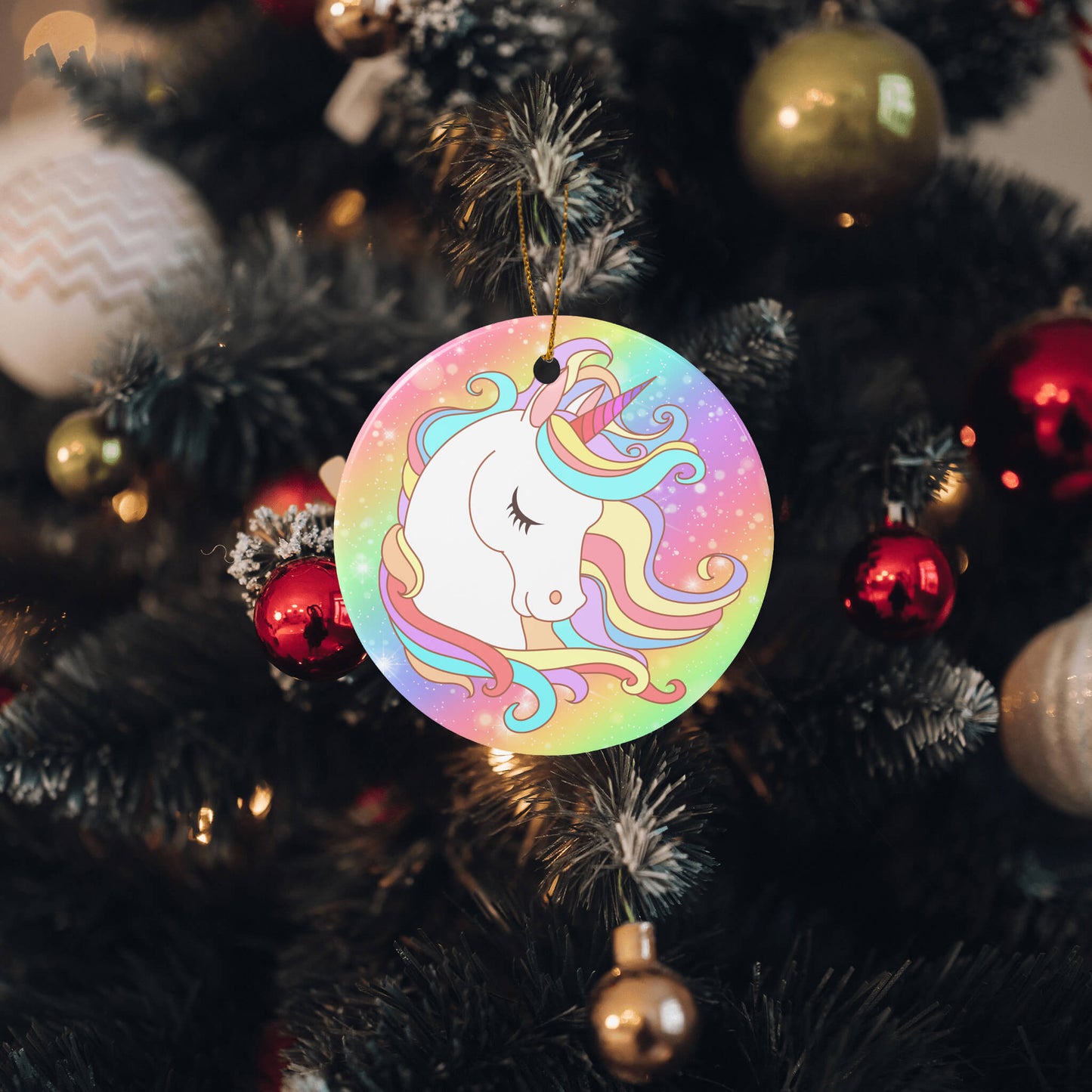 Christmas Unicorn Rainbow Ornaments Gifts