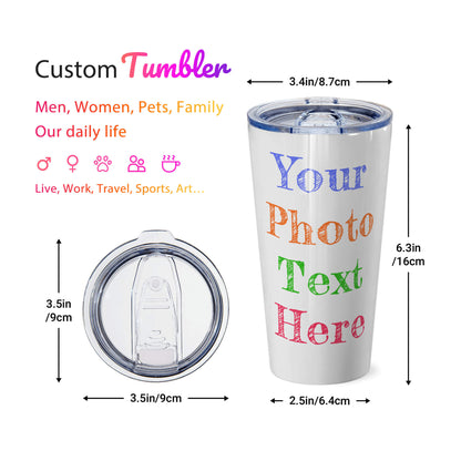 Personalized tumbler with pictures photo logo name text for men women dad mom