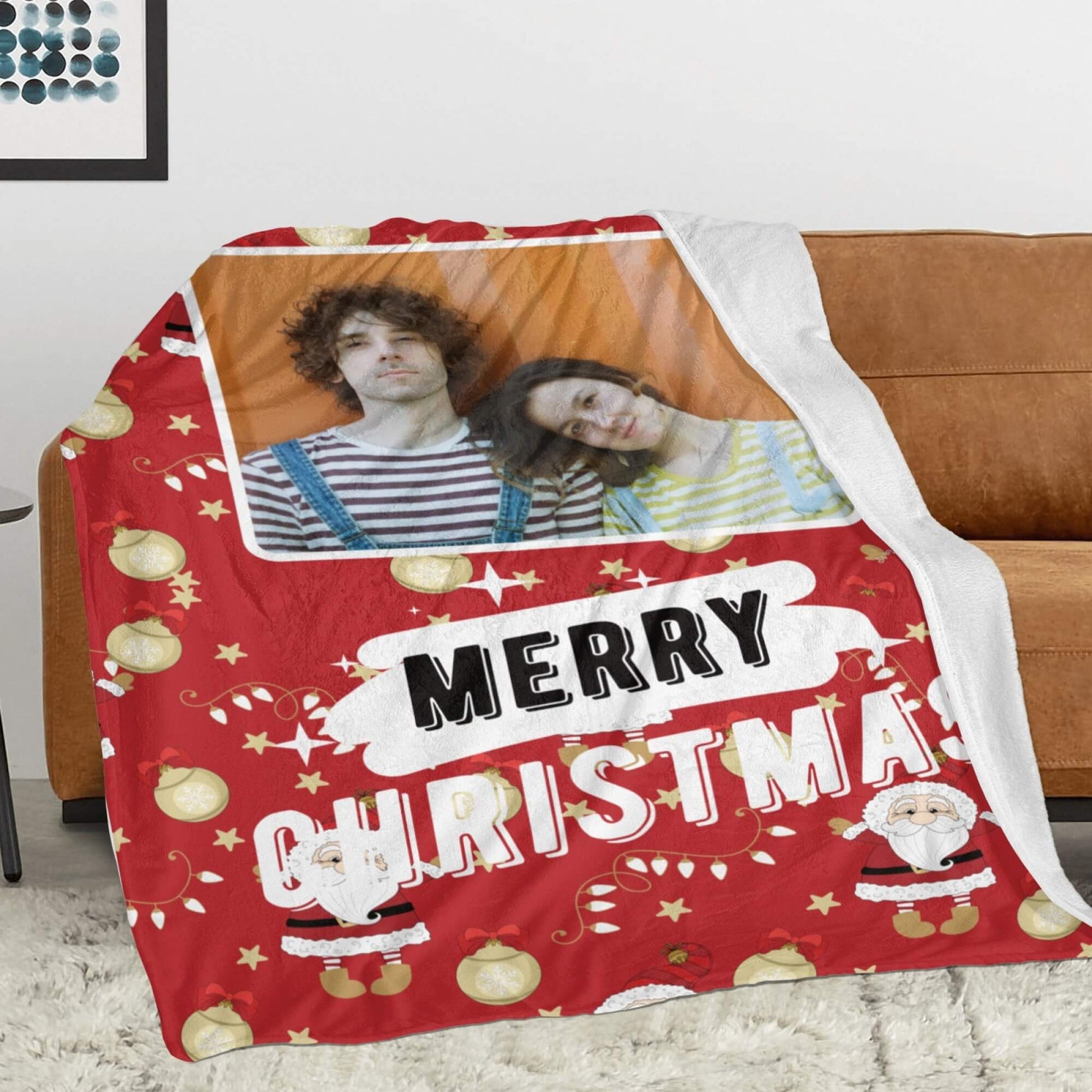 Personalized Christmas Santa Blanket with Photo