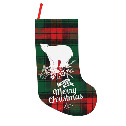 Personalized Christmas Stocking Bear Plaid