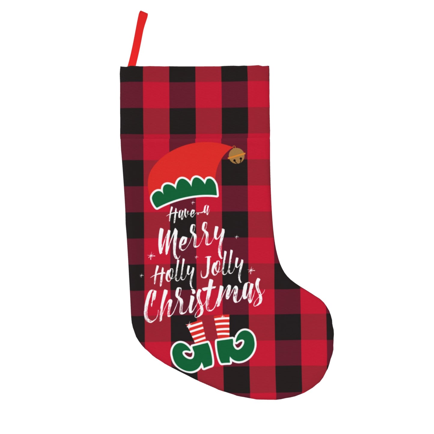 Personalized Christmas stocking Santa Plaid